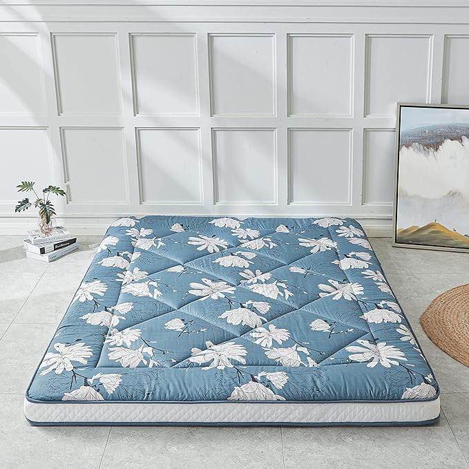 Floor Mattress Futon Mattress, Thicken Sleeping Mattress Foldable & Portable Roll up Camping Mattress, Flower Pattern F