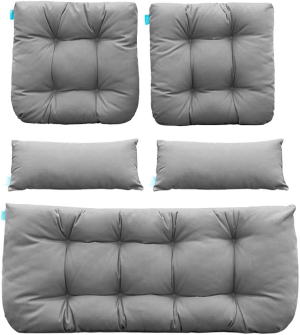 QILLOWAY Outdoor Patio Wick Seat Cushions Two-seater Group Sofa/Two U-shaped Lumbar Pillows for Patio Furniture, Sofa of 5