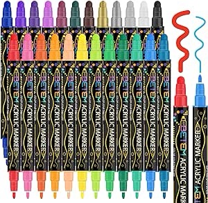 24 Colors Dual Tip Acrylic Paint Pens Markers, Premium Acrylic Paint Pens for Wood, Canvas, Stone, Rock Painting, Glass, Ceramic Surfaces, DIY Crafts Making Art Supplies