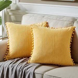 TOPFINELb Yellow Throw Pillow Covers 