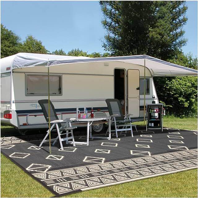 Outdoor Rugs for Patio 9'x12' Plastic Straw Rug Clearance for RV Camping Reversible Waterproof Large Area