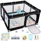 Baby Playpen, Baby Playpen with Mat, Durable and Secure Baby Play Pen, 50”×50” Playpen Kids Activity Play Center, Equipped with Anti-Slip Suckers and a Zipper Gate