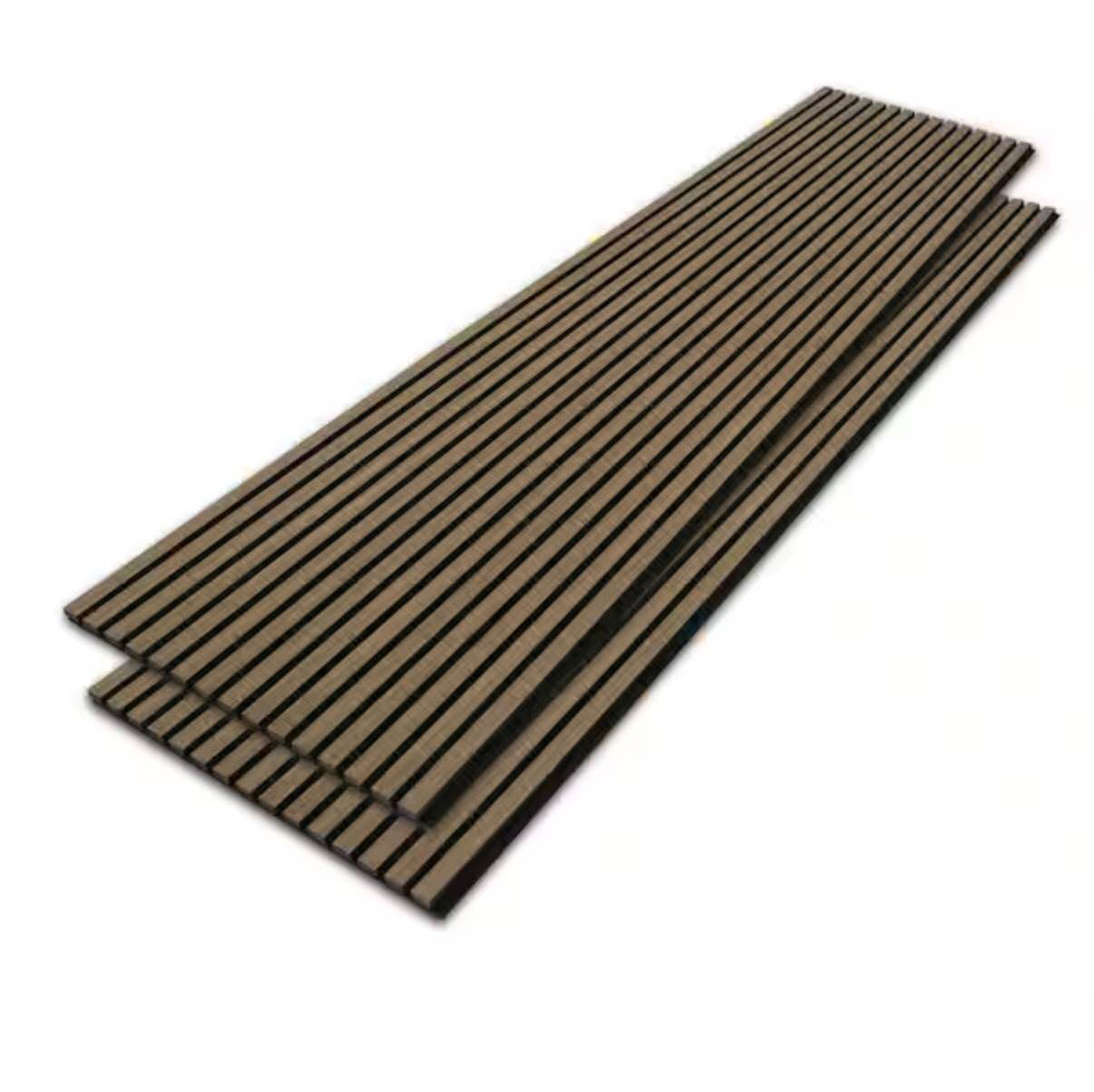 Smoke Oak 2 ft. x 8 ft. x 0.83 in. Thick Brown Wood Slat Acoustic Decorative 3D Vinyl Wall Panel (31 sq.ft./Case,2-Pack)