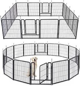 TMEE Dog Playpens 8/16 Panels Dog Pen Outdoor Dog Fence Exercise Pen 40 inch Height Pet Play Yard Gate with Doors for Large/Medium/Small Dogs, Pet Playpen for RV, Camping, Yard, 16 Pcs