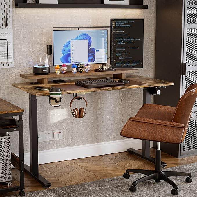 Azonanor Standing Desk - Stand Up Desk with Splice Board, Electric Adjustable Height Desk, 48 x 24 Inches Sit Stand Home Office Desk