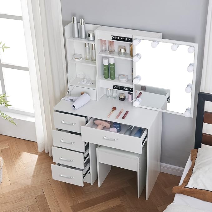 Vanity Table Set H1907 (Built-in Charging Station)