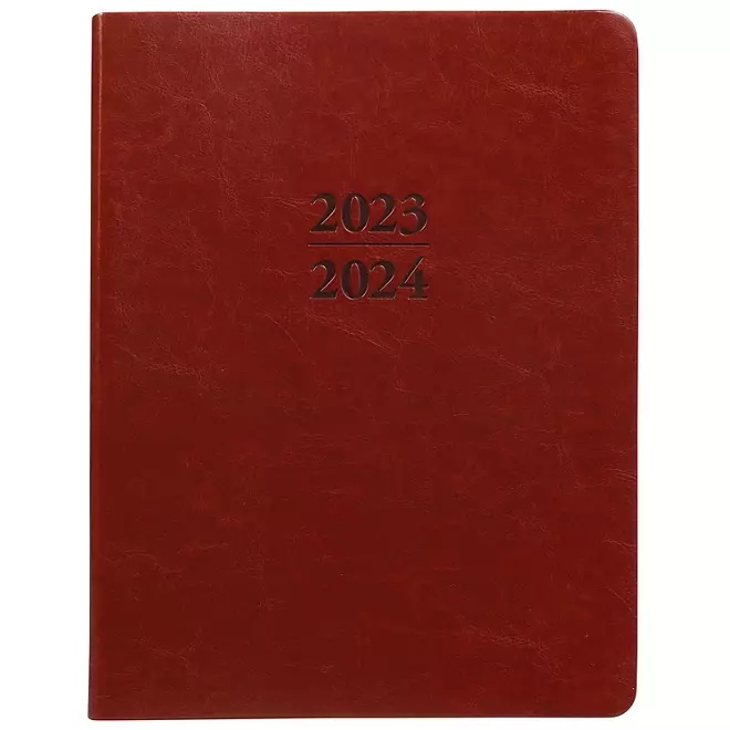 Sorrento 2024 Large 18-Month Brown Leather Weekly Planner Calendar Book