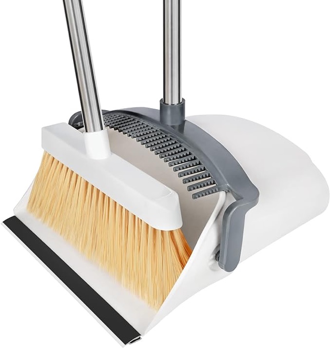 COYACOOL Broom and Dustpan Set for Home/Dustpan and Broom Combo Set,Standing Dustpan Dust Pan with Long Handle 45" for Home Kitchen Room Office Lobby Indoor Outdoor Floor Cleaning,White Visit the COYACOOL Store
