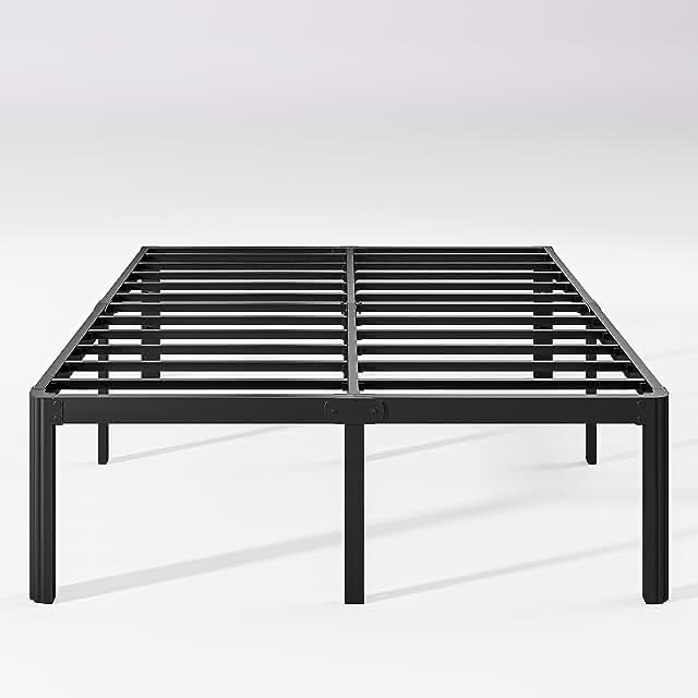 Hunlostten 18in Heavy Duty Twin Bed Frame No Box Spring Needed, Metal Platform Bed Frame Twin with Round Corners, Easy Assembly, Noise Free, Black