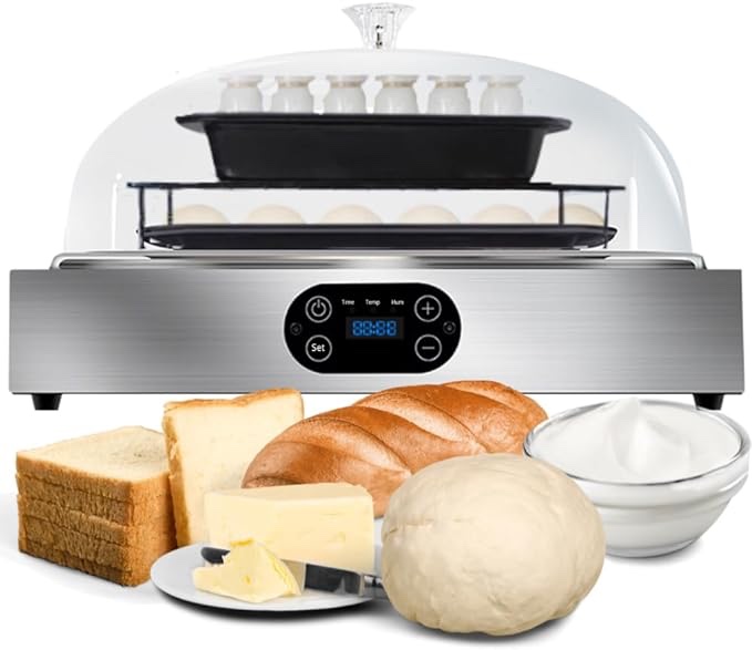 Electric Bread Dough Proofer Machine with Humidity and Temperature control Sourdough Bread Proofer Box Yogurt Maker Proofing Slow Cooker Fermenter Chocolate Melter