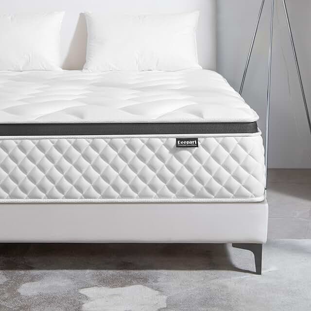 NapQueen 8 Inch Maxima Hybrid Mattress, Twin-XL Size, Cooling Gel Infused Memory Foam and Innerspring Mattress, Bed in a Box, White & Gray