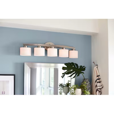 allen + roth Merington 37.5-in 5-Light Brushed Nickel Transitional ...