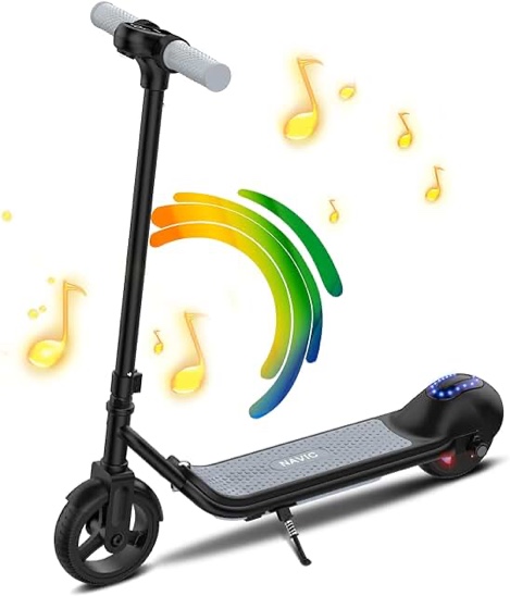 NAVIC TS5 Electric Scooter for Kids, MAX 8.7mph by 110W Motor, Kids Electric Scooter with 6.5'' Solid Tires, Bluetooth Music and Rainbow Light, Approved UL Certificate for Kids Age 6-12 Ideal Gifts picture similar