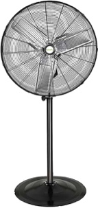 Comfort Zone 30” 3-Speed High-Velocity Industrial Pedestal Fan with Aluminum Blades, Adjustable Height 56” to 76”, All-Metal, Meets OSHA Standards, Ideal for Garage, Workshop or Warehouse, CZHVP30