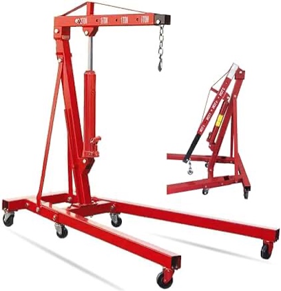 2 Ton Engine Hoist Foldable Cherry Picker, Red
