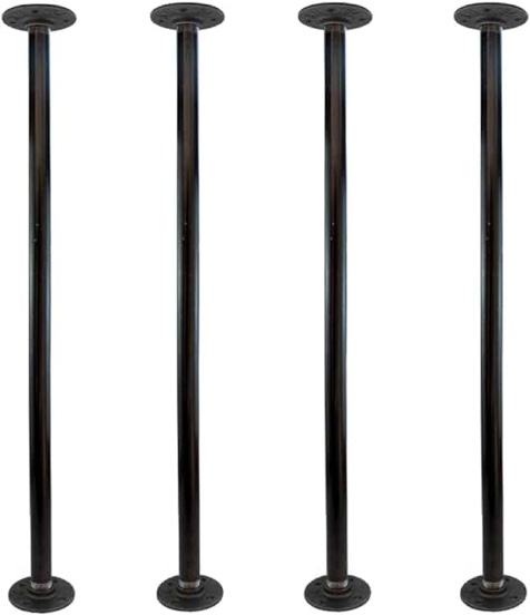 GeilSpace 30" Industrial Grey Pipe Table Legs, Metal Pipes and Flanges for Custom Vintage Tables and Furniture, Rustic DIY Desk Legs, Shelf Support, Set of 4 (3/4" × 30", Grey) 3/4" × 30" Grey