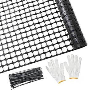 PotatoLife Plastic Mesh Fence Safety Fence, 4'x100' Roll with 100 Zip Ties, Resuable Temporary Netting for Garden Fencing, Construction, Snow Fencing, Animal Barrier, Poultry, Deer, Patio, Black