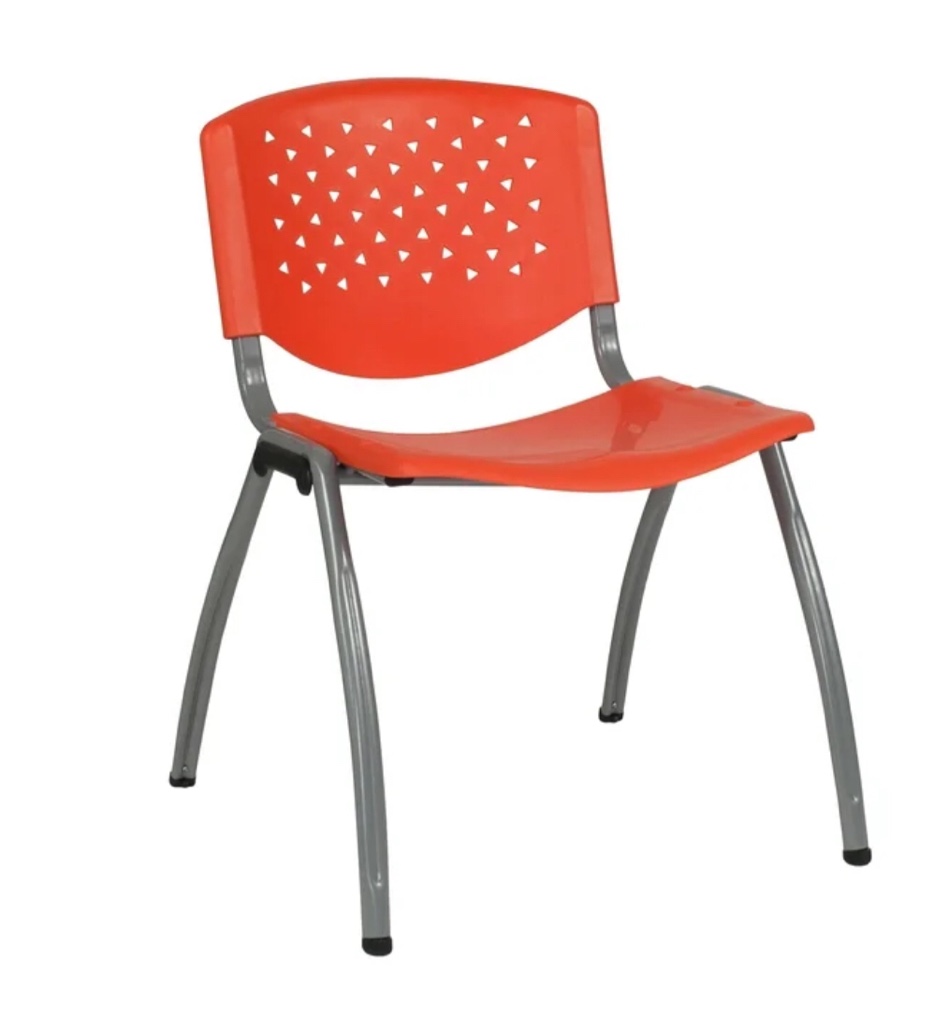 Flash Furniture HERCULES Series 880 lb. Capacity Orange Plastic Stack Chair with Titanium Gray Powder Coated Frame