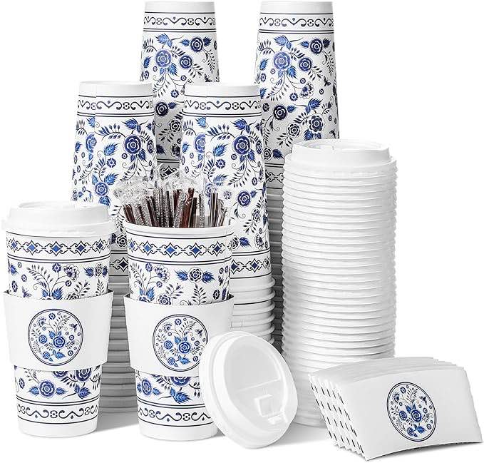 sherr 200 pack paper coffee cups disposable coffee cups with lids for home office party SIMILAR