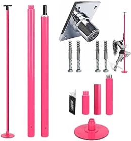 PRIOR FITNESS Permanent Fixed Dance Pole Kit, Professional 45mm Spinning & Static Dancing Pole Heavy-Duty Steel Pole Dance for Home, Adjustable Height Excellent for Home Exercise Studio Club Gym