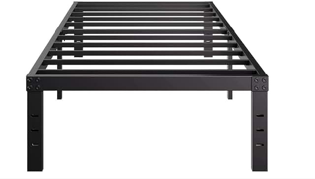 Besebay Twin Size Bed Frame 14 Inch Heavy Duty Metal Frames with Steel Slats Support Ample Storage No Box Spring Needed, Easy Assembly, Noise Free, Black