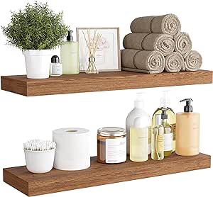 BAMEOS Floating Shelf, 40x8 inch  Wall Shelf,Decor Wall Mounted Shelves,Hanging Shelf Set for Bathroom Kitchen Living,Kitchen,Room Bedroom Storage,American Oak