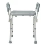 Medline Bath Bench with Arms, Shower or Bathtub Stool, Height Adjustable, Tool-Free Assembly, 350 lb. Weight Capacity, Gray