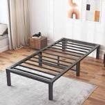 Fangflower Twin Bed Frame with Headboard,16.3inch Twin Bed Frames with Metal Platform Beds Heavy Duty Steel Slat Mattress Foundation No Box Spring Needed