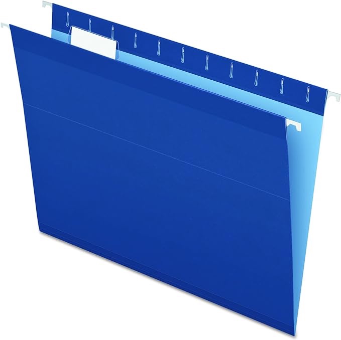 Pendaflex Reinforced Hanging File Folders, Letter Size, Navy, 1/5 Cut, 25/BX