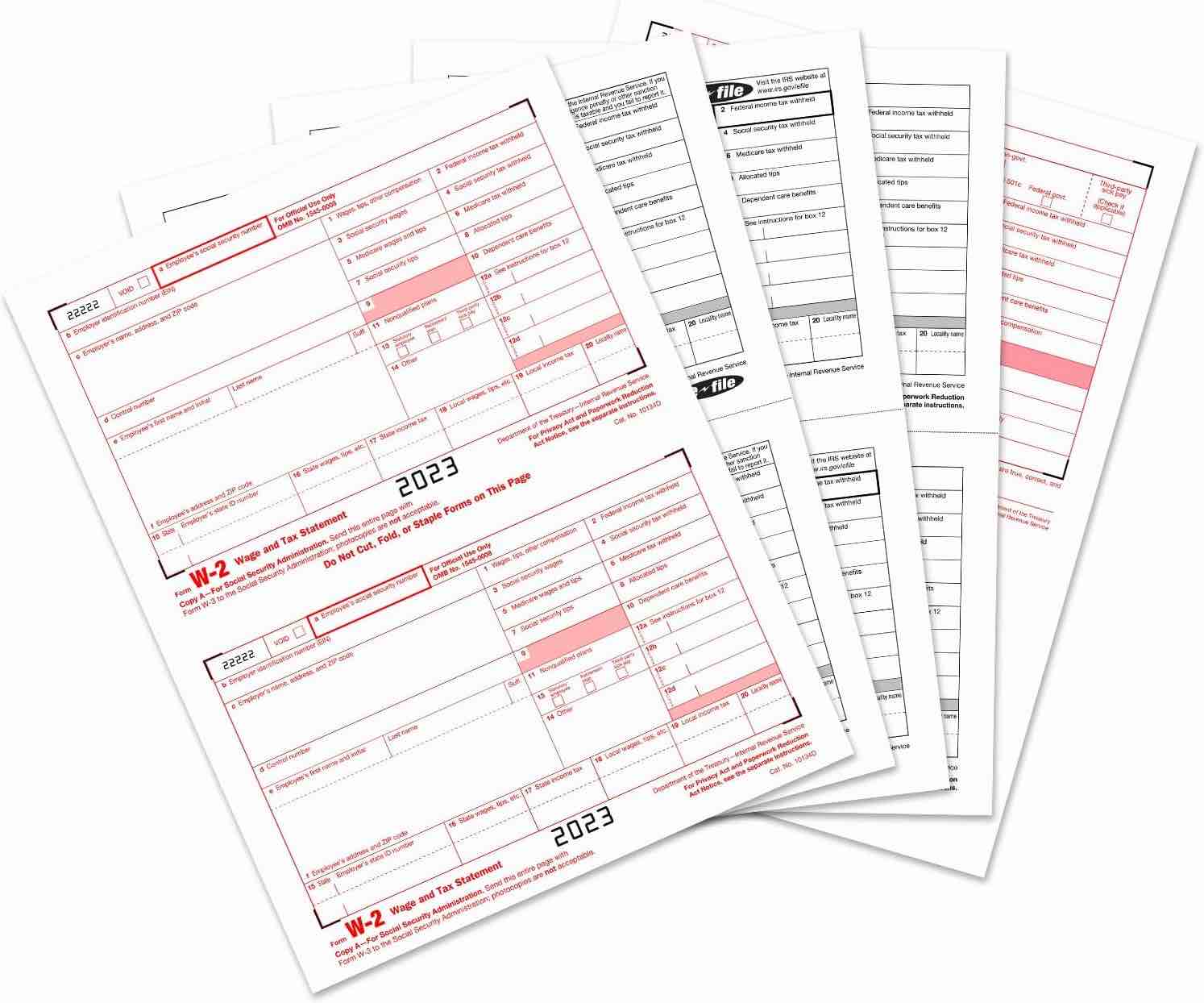 (case of 11) Pack of 2023 W-2 wage and tax statement forms