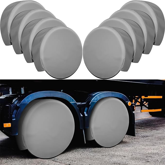 8 Pcs Tire Covers Wheel Covers Tire Wheel Protector with Buckle Strap Waterproof Tire Protectors for Car, Truck, SUV, Trailer, RV