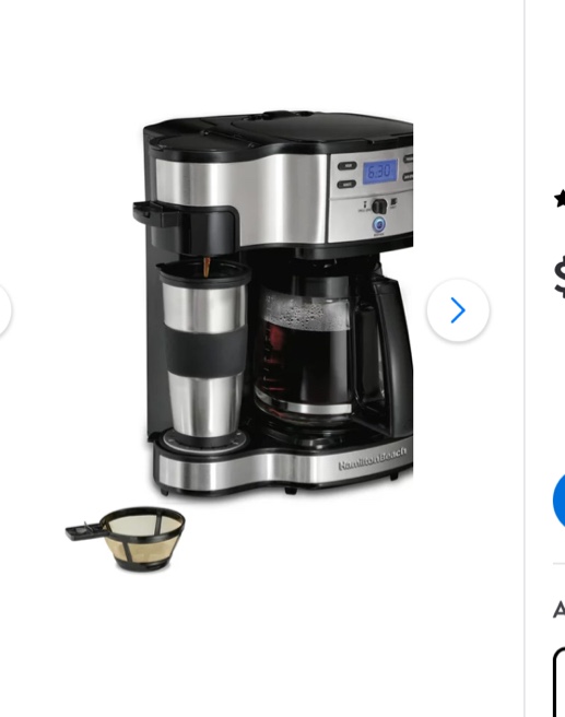 Hamilton Beach 2-Way Brewer, Single Serve or 12 Cup Coffee Maker, Black,