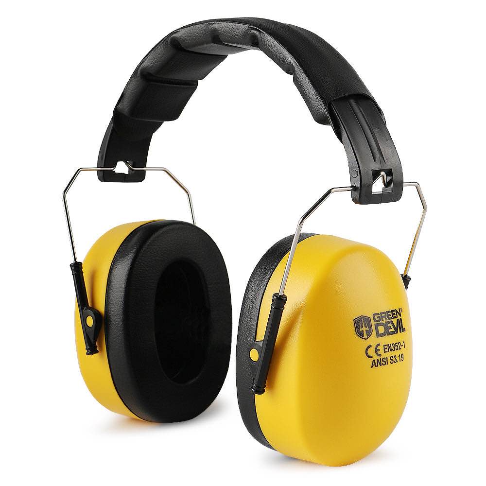 GREEN DEVIL HEARING PROTECTION NOISE CANCELING SAFETY EAR MUFFS NRR 28DB SAFETY-YELLOW