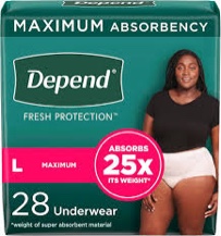Depend Fresh Protection Adult Incontinence & Postpartum Bladder Leak Underwear for Women, Disposable, Maximum, Large, Blush, 28 Count, Packaging May Vary