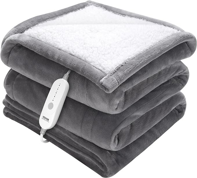 EHEYCIGA Heated Blanket Electric Blanket Queen Size - Heating Blanket with 5 Heating Levels & 10 Hours Auto Off, Soft Cozy Sherpa Washable Dual Control Blanket with Fast Heating, 84 x 90 Inches