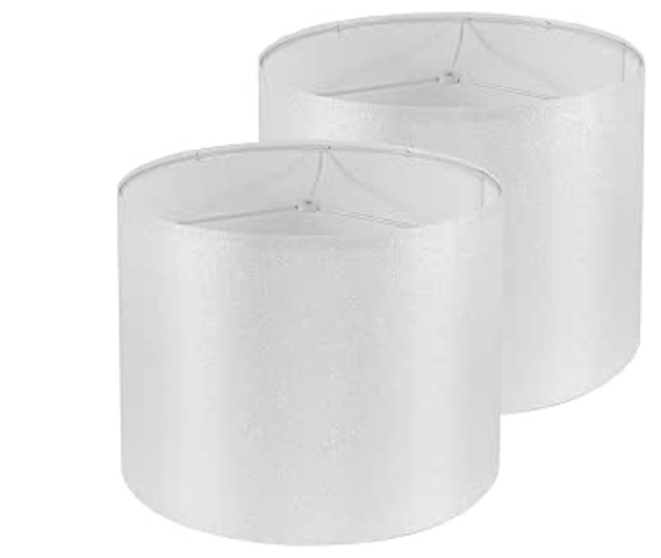 Lamp Shades Set of 2 Drum Lampshade for Table Lamp Floor Lamps,13x13x10" Large White Lampshades Replacement Double Fabric Lamp Shade Natural Linen Easy Assembly Lampshade