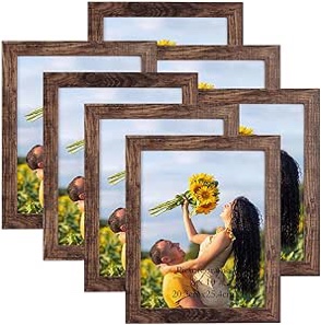 Yaetm 8x10 Picture Frame Matted to 5x7 Set of 4, 1.4� Wide Molding & Rustic Gold Photo Frames with HD Tempered Glass, Display on Table Top & Wall Mounting (4 pack, Gold)