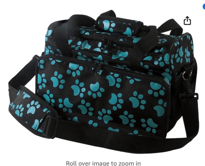 WAHL Professional Animal Travel Tote Bag with Zipper - Travel Bag - Storage Bag for Grooming Supplies - for Dog, Cat & Pet Groomers - 28.8 Inches, Turquoise Paw Print Design
