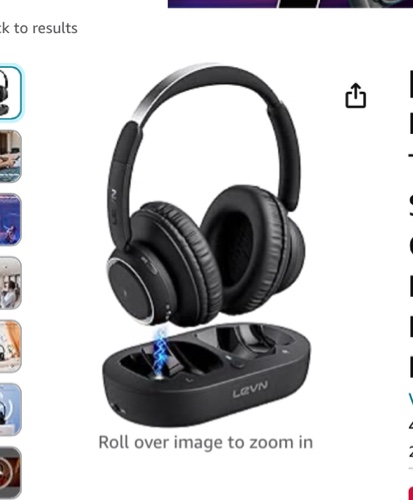 LEVN Wireless Headphones for TV Watching, TV Headphones Wireless for Seniors with TV Transmitter Charging Base, Hearing-impaired, No Audio Delay Blutooth Headphones, Plug and Play, Gifts for Elderly