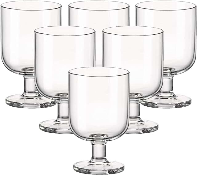 Bormioli Rocco Hosteria Set Of 6 Stackable Wine Glasses, 5.5 Oz. Goblet, Clear Tempered Glass, Made In Italy.