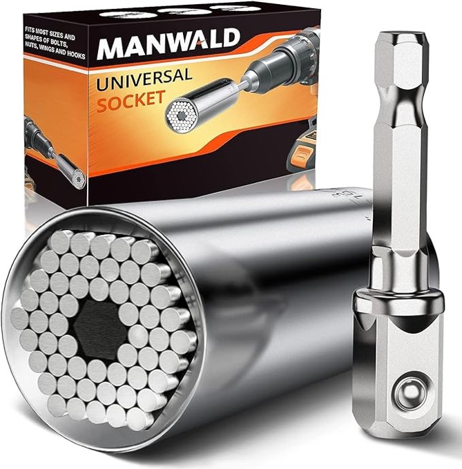 MANWALD Gifts for Men, 25 PCS Universal Socket Tool Set, Super Socket Unscrew Any Bolt, Mens Gifts for Valentine's Day, Unique Gifts for Men, Dad, Husband, Orange, Black