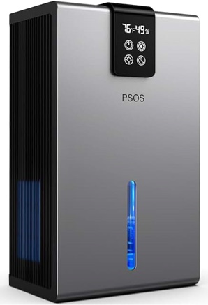 PSOS Dehumidifier, 98.56oz Dehumidifiers for Basement, Quiet Dehumidifiers for Bedroom with Auto Shut Off,Portable Dehumidifier for Home with 2 Working Modes, 7 Colors LED Light.