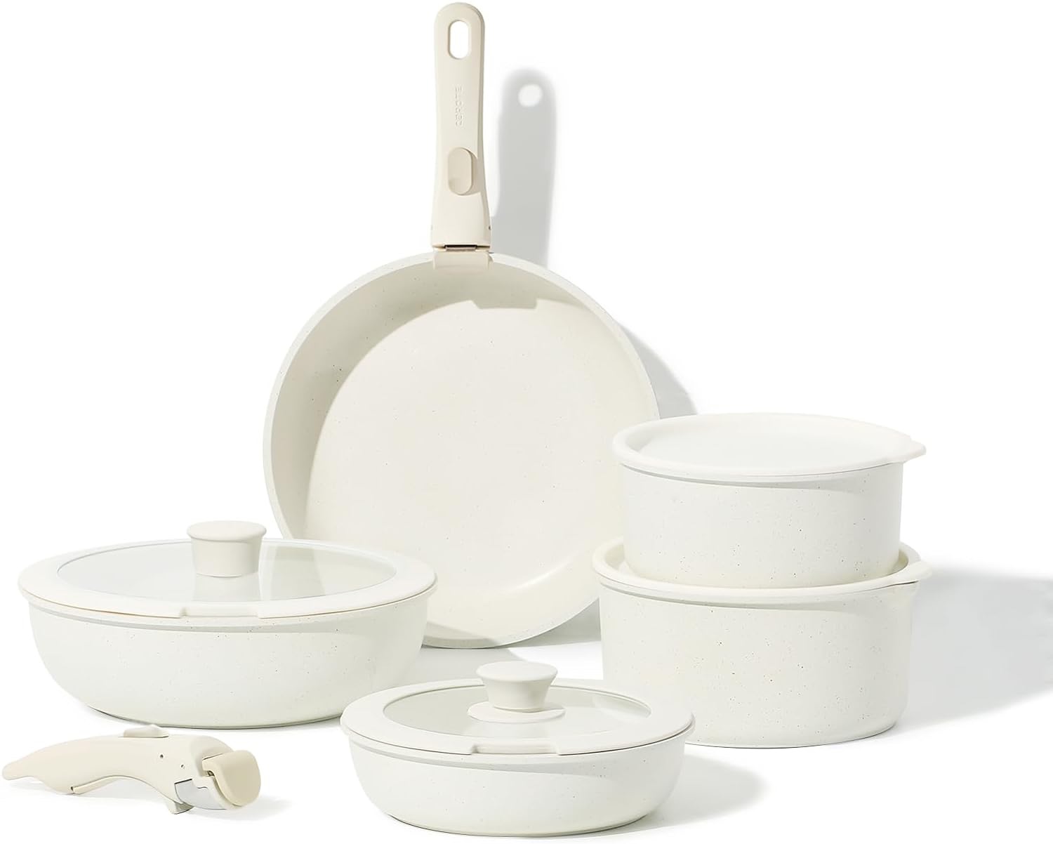 CAROTE 11 Piece Pots and Pans Set, Nonstick Cookware Set Detachable Handle, Non Stick Kitchen Cookware Sets with Removable Handle, RV Cookware Set, Dishwasher/Oven Safe