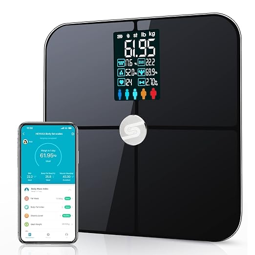 Body Fat Scale Smart BMI Scale Digital Bathroom Wireless Weight Scale, Body Composition Analyzer with Smartphone App with Bluetooth, 396 lbs (Grey)