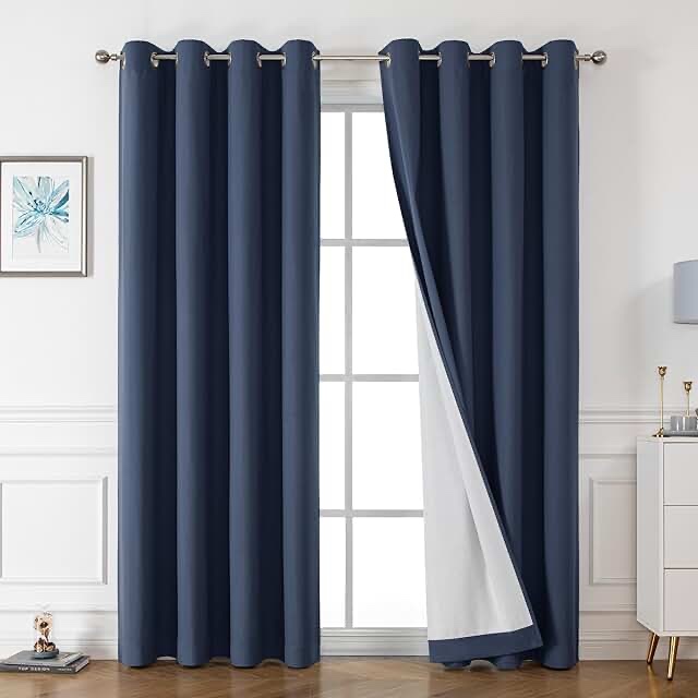 HOMEIDEAS Navy Blue Ombre Blackout Curtains 52 X 84 Inch Length Gradient Room Darkening Thermal Insulated Energy Saving Grommet 2 Panels Window Drapes for Living Room/Bedroom