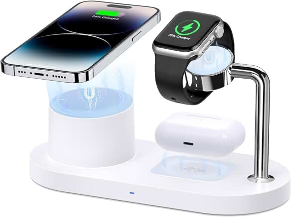 Sildark Magnetic Wireless Charger for iPhone: 3 in 1 Charging Station for Multiple Device Apple - 18W Fast Mag-Safe Charger Dock Stand for iPhone 15 14 13 12 Pro Max Apple Watch iwatch & Airpods