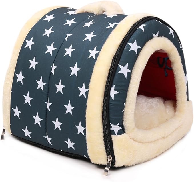 Anppex Small Dog House Indoor, 2 in 1 Washable Covered Dog Cat Bed, Insulated Cozy Pet Dog Igloo Cave, M Size for Cats and Puppy