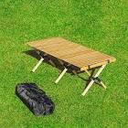 1 pack  Folding Picnic Table 4 ft Low Portable Large Lightweight Camping Table Collapsible Foldable Roll up Carbon Steel Camp Side Table with Carry Bag for Beach Party Patio (Nut Brown)