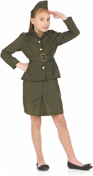 Fun Shack WW2 Army Girl Costume Kids, Army Girls Costume, Army Girl Halloween Costume, Girls Army Costume for Girls X-Large