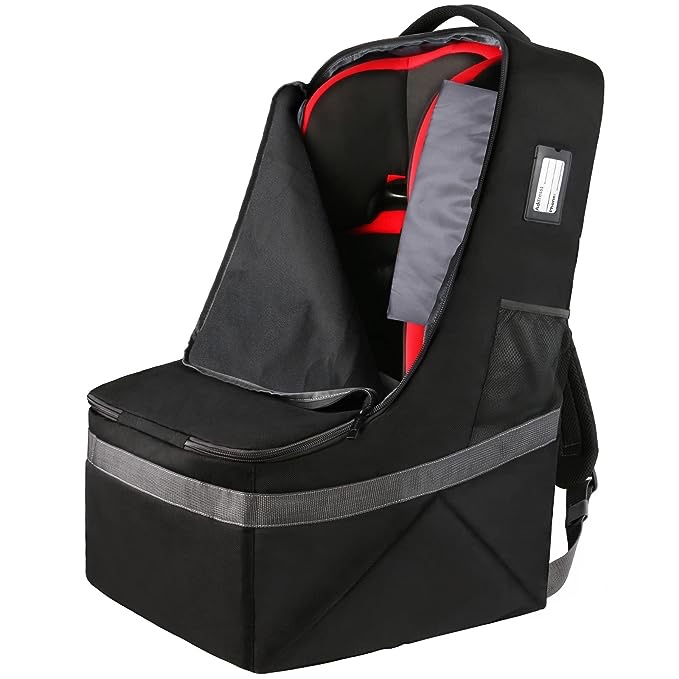 YOREPEK Car Seat Travel Bag, Padded Seats Backpack, Large Durable Carseat Carrier Airport Gate Check Infant Bag with Shoulder Strap, Cover, Black 28x18x18 Inch (Pack of 1) Black